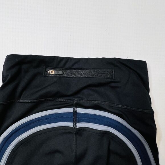 Lululemon Run Crew Tight Size 2 28" Black / True Navy / Steam Blue Striped Nulux - Picture 12 of 12